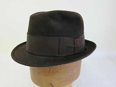 Vtg Men's Brown BORSALINO Italian Fur Felt Fedora Hat Size 6-7/8 Wind Trolley