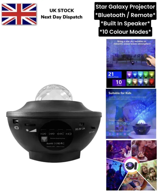 Starry Sky Projector Light USB Galaxy Star Night Lamp LED with Ocean Wave Remote