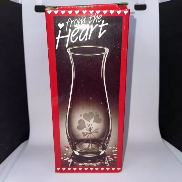 Vintage 1985 From the Heart Hand Cut Hearts Glass Vase for Valentine's Day