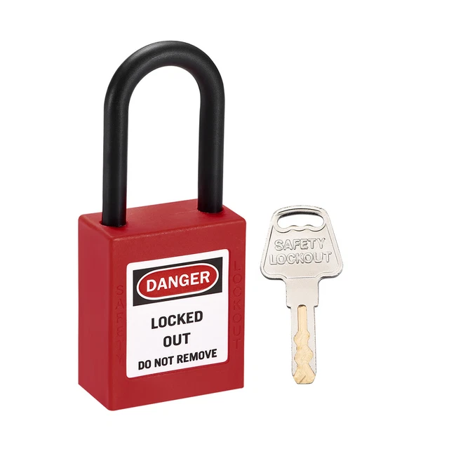 LOCKOUT TAGOUT LOCKS, 1-1/2 Inch Shackle Key Alike Safety Padlock Red ...