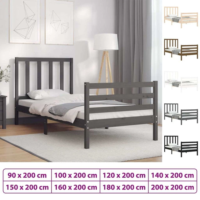Estructura cama y cabecero madera maciza marrón miel 200x200 cm vidaXL