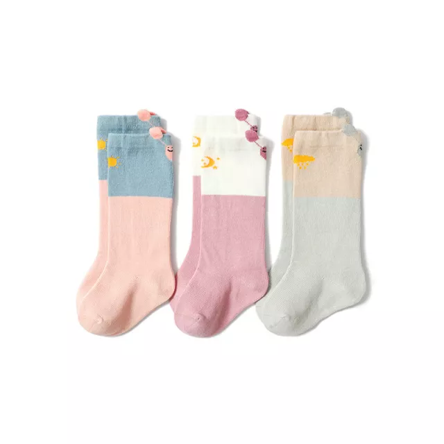 3 Pairs Baby Girls Leg Warmer Cotton Cute Knee High Socks Kid Toddler Boot Socks