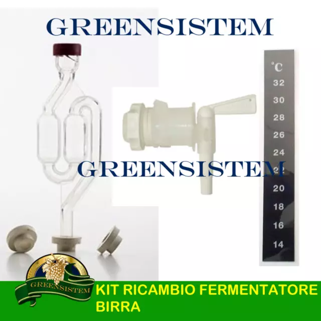 Kit Ricambio Fermentatore Birra: Rubinetto, Gorgogliatore, Or, Termometro