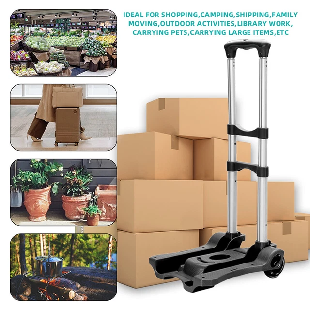 Push Back Empty Trolley PORTABLE CART FOLDING Dolly Push Truck Hand Collapsible Trolley Luggage ...