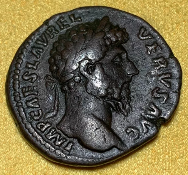 LUCIUS VERUS 163AD Dupondius Big Rare Ancient Roman Coin VICTORY