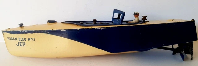 Jouet Ancien JEP - Broc Pichet En Tôle Verte Motif Bateau Bord De Mer - France