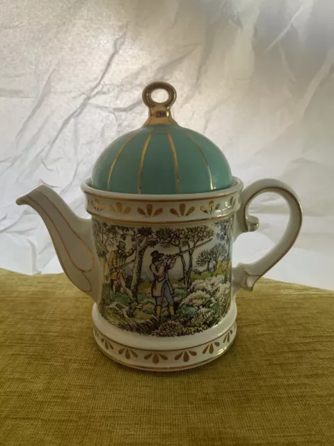 Vintage English Sadler Teapot "Sporting Scenes of the 18th Century"
