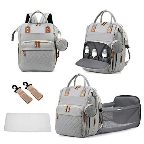 3 in 1 Diaper Bag Backpack with Changing Pad Large Capacity Foldable Mommy Bag