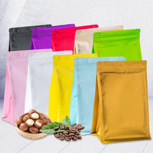 20pz Borsa Zelata Cerniera Rivendibile Alluminio Colorata Stand-Up Fo