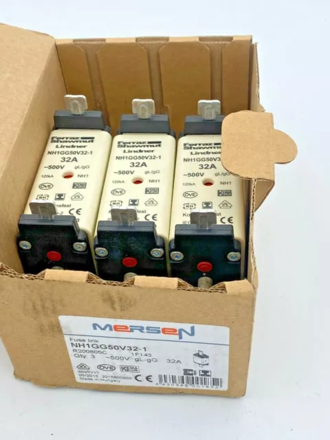 6pc  x Mersen NH-Sicherungseinsatz SG Gr.1 gG 32A/500V KM NH1GG50V32-1