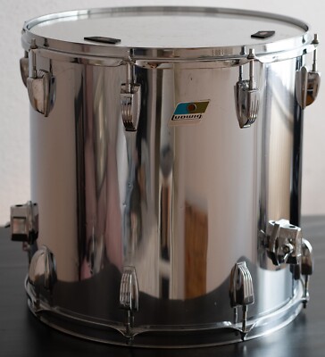 Ludwig 16" Blu/Verde Oliva 3-ply anni'70 Chrome MUCCA VINTAGE Drum Floor Stand TOM Maple 