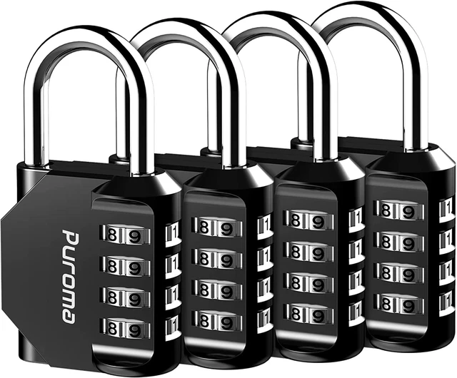 4 Pack Combination Lock 4 Digit Outdoor Waterproof Padlock for School Gym Locker