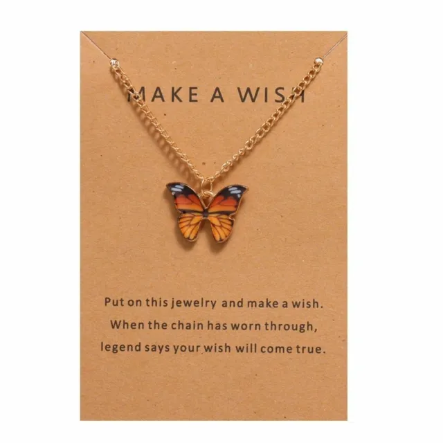 Fashion Lucky Butterfly Pendant Necklace Gold Chain Women Wedding Jewelry Gift
