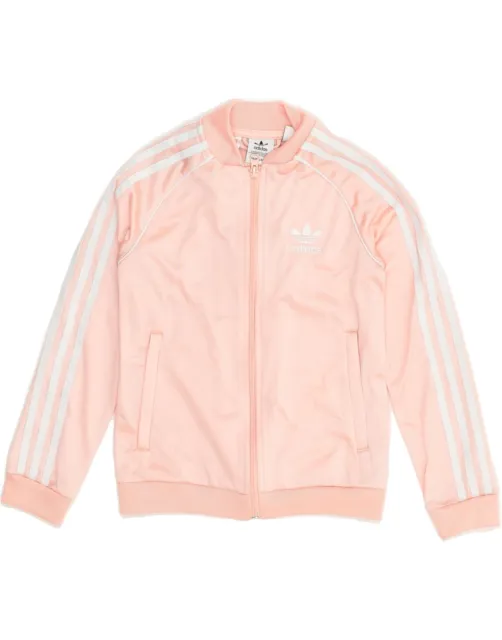 ADIDAS Girls Tracksuit Top Jacket 7-8 Years Pink Polyester AS04