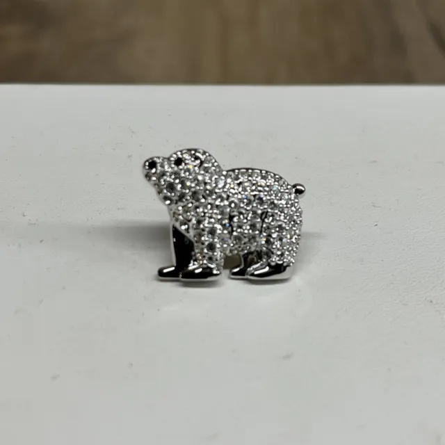 Swarovski SCS Silver Crystal Polar Bear Pin TieTack Brooch