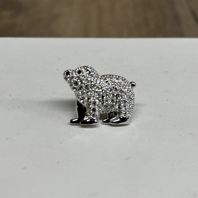 Swarovski SCS Silver Crystal Polar Bear Pin TieTack Brooch Swarovski SCS Silver Crystal Polar Bear Pin TieTack Brooch