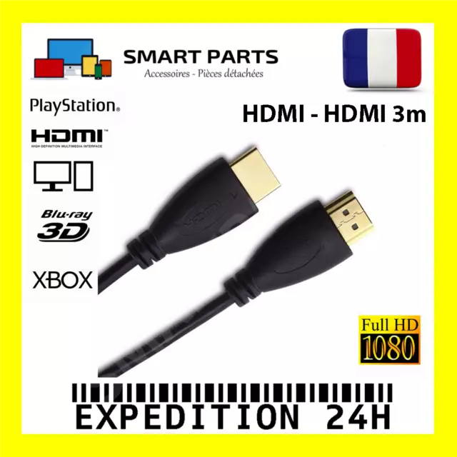 Hdmi Cable Full Hd Tv Blu Ray Playstation Xbox 360 1080P Gold High Speed 3M