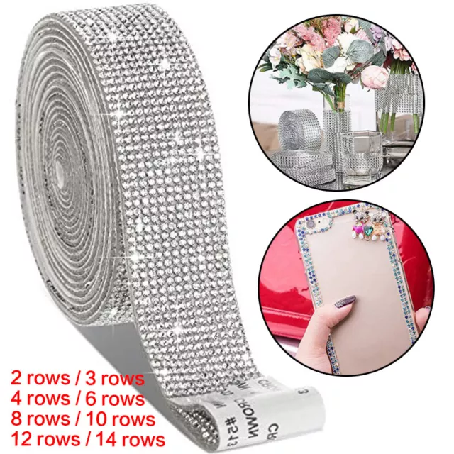 Crystal Rhinestone Self Adhesive Diamond Ribbon Trim DIY Sticker Crafts Decor