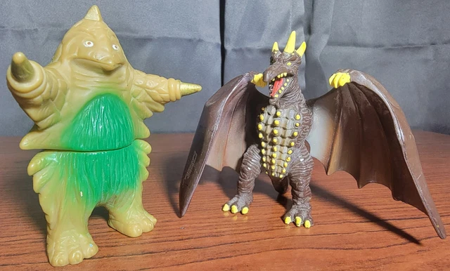 1980-90's Ultraman Kaiju Ultra Monster Bandai Vinyl Figures, Lot of 2, Pre-Owned