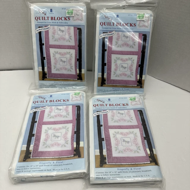 Jack Dempsey Gestempelte Quilt-Blöcke „Basket Of Sunflowers“, 18x18 Zoll, 6er Pack – Waschbare Tinte Für Handstickerei