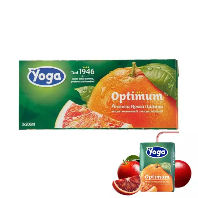 8 Confezioni Succo di Frutta Yoga - Optimum - Pera - Senza Zuccheri 3 x 200  ml - Yoga 