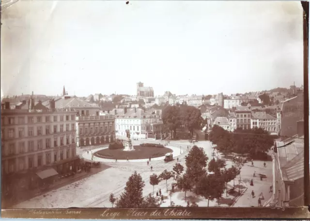 Barras, Belgium, Liège, Theater Square, albumen print, ca.1880 Vintage albumen p