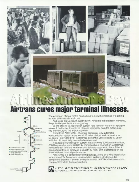 1973 AIRTRANS Peoplemover PRINT AD airline DFW Dallas Fort Worth Airport advert