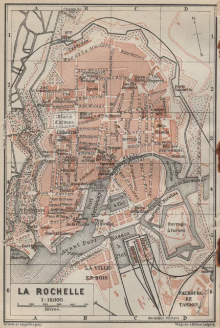 LA ROCHELLE town city plan de la ville. Charente-Maritime carte 1914 old map