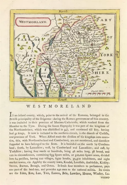 Westmoreland map By Seller & Grose Original engraved hand colour 1777