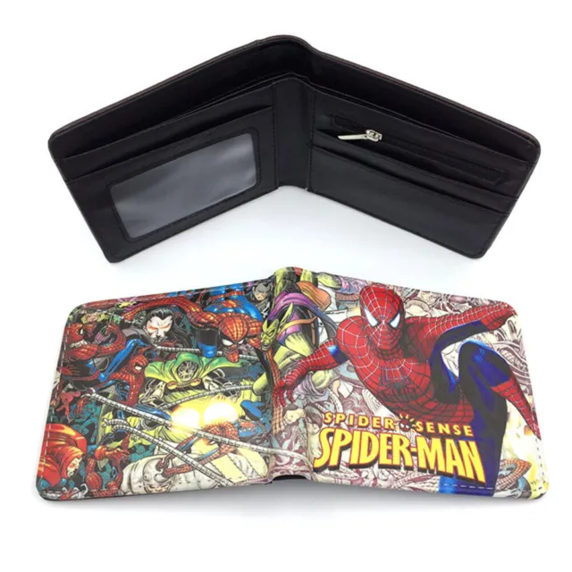 Kids Boys Spiderman Pattern Wallet Purse Card Holder Bifold Money Pouch Portable