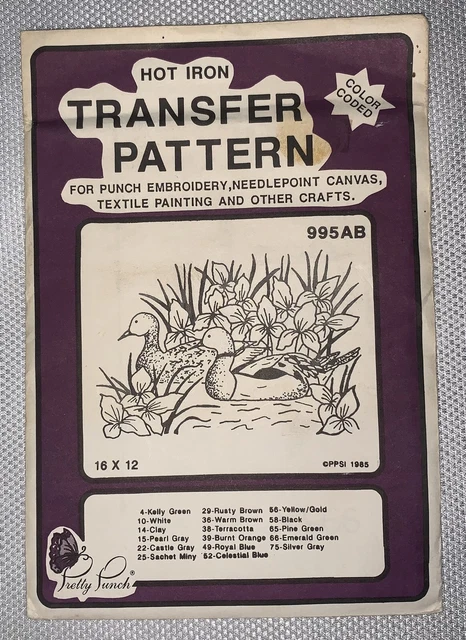 E3 '87 Bonito Punzón Bordado Hierro Patrón De Transferencia De Color 995 Asiento Pantano De Pato