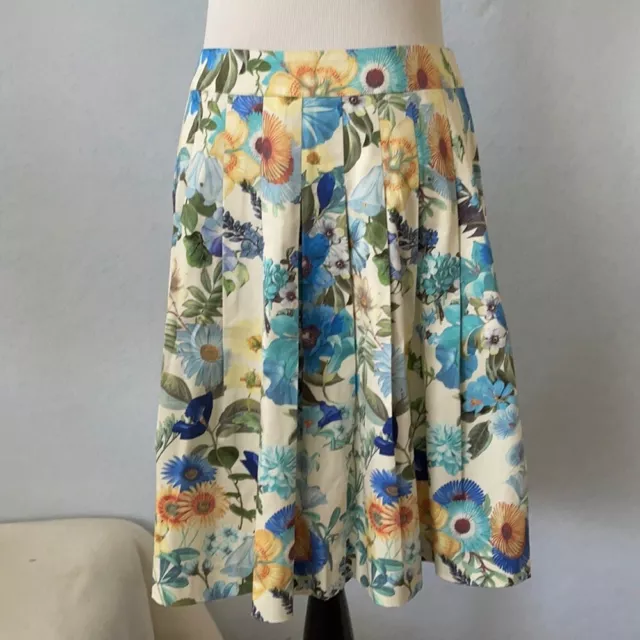 Talbots Petites Blue Floral Pleated Skirt, 8P