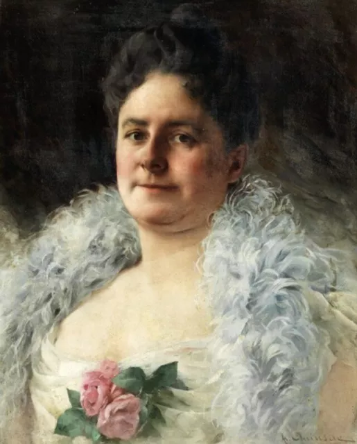 Paul François Quinsac (1858-1929) Importante ritratto di Donna Ottocento