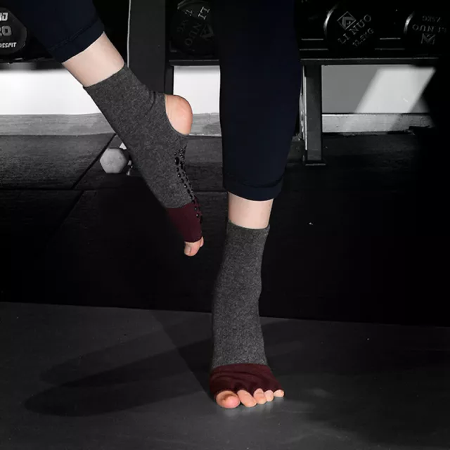 2 Pairs Womens Half Toe Yoga Socks w/ Grips Sticky Anti Slip Grip