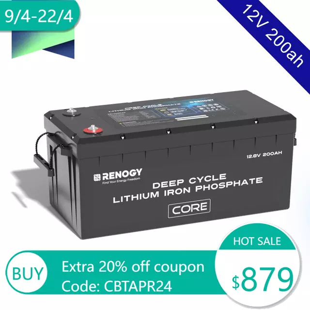 Renogy 12V/24V/48V 200Ah Core Series Deep Cycle Lithium Iron Phosphate Battery