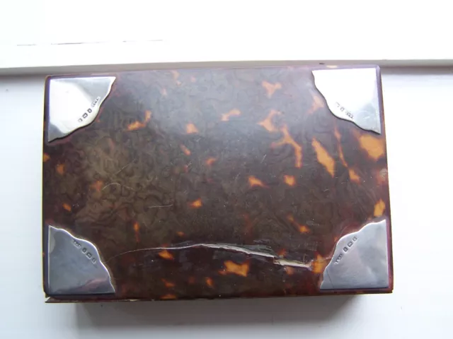 antique faux tortoiseshell box with hallmarked mounts