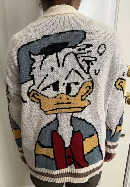 Women’s Knit Cardigan Sweater Donald Duck with Pockets Size M 2