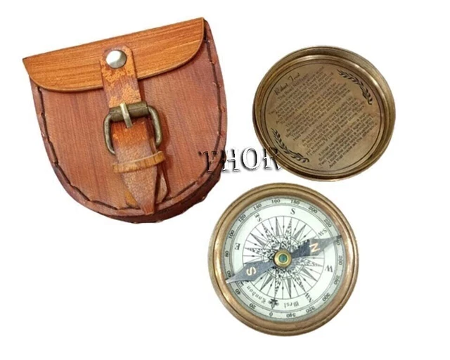 ThorINSTRUMENTS Boussole de poche avec poème Robert Frost en laiton avec étui en cuir ThorINSTRUMENTS Boussole de poche avec poème Robert Frost en laiton avec étui en cuir