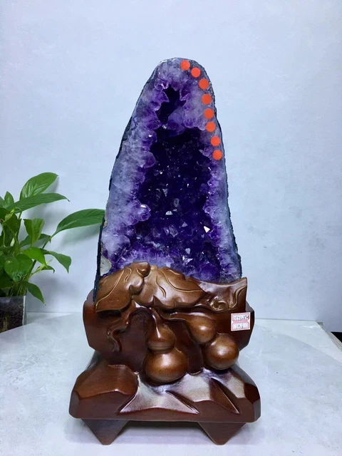 23.32LB Natural Amethyst Geode Crystal Quartz Specimen Healing+stand