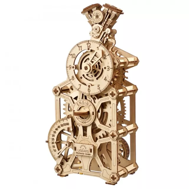 Engine Clock - Construction Set Mechanical 3D Models Wooden Puzzle by UGEARS