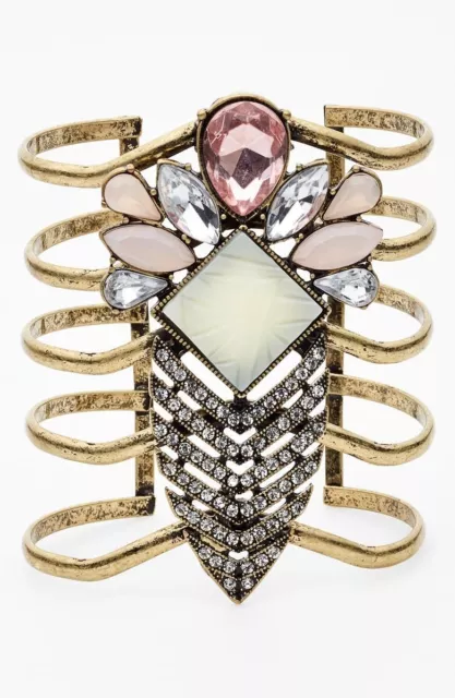 Tildon 270346 Women's Jewel Stone Statement Cuff Gold Bracelets