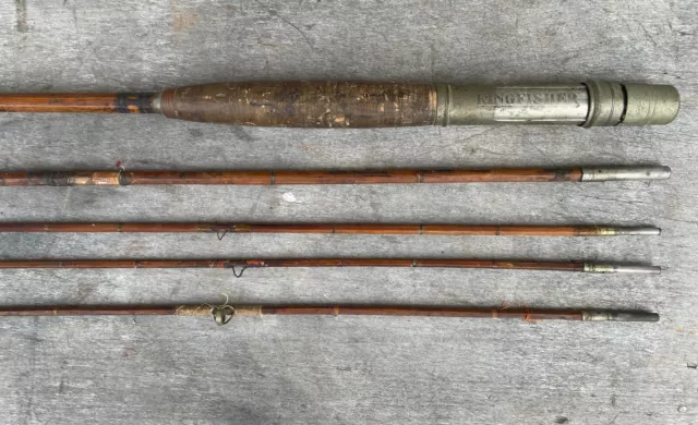 OLD SPLIT BAMBOO Fly Fishing Rod Montague Kingfisher 5 Pieces