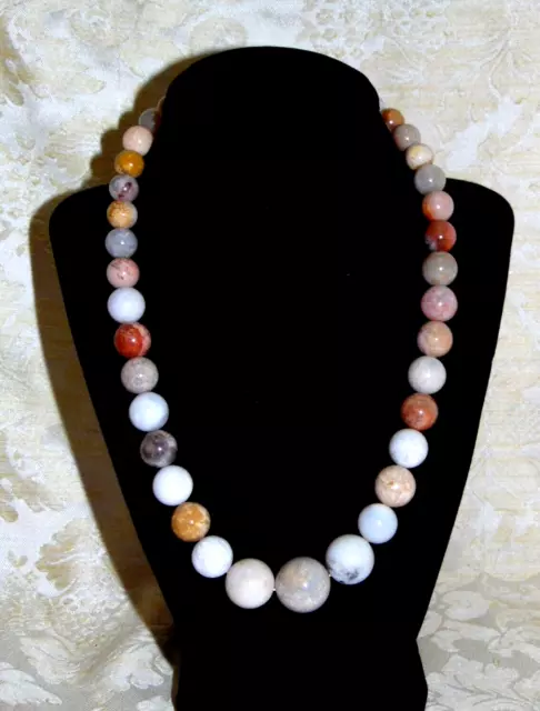 Superb Fossil Coral Beaded Necklace  Heavy Magnetic Clasp  620 Carats 20" Long