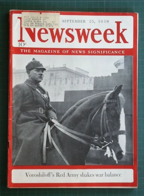 Newsweek Magazine September 25 1939 WWII Red Army Poland Blitzkrieg Nash Ad