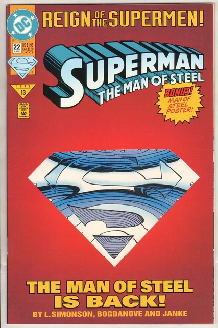 Superman: The Man Of Steel #22/SC (NM+) (1993, DC) Poster!