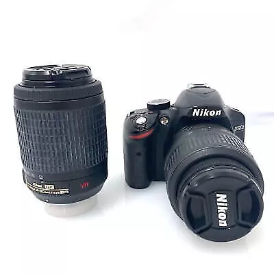 nikon digital slr camera D3200 double zoom kit 18-55mm 55-200mm included