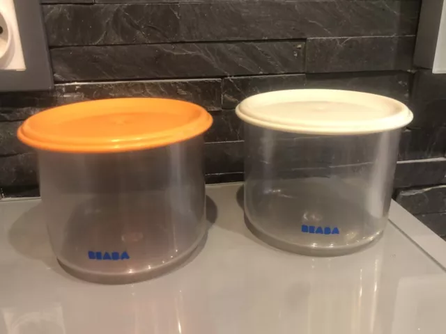 Lot de 2 pots récipients bols de conservation BEABA Stérilisable Incassable lait