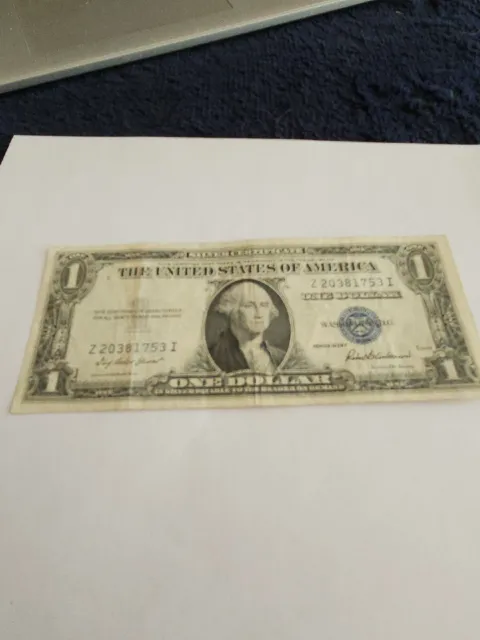 1935 Series F One Dollar Blue Seal Note Silver Certificate Old US Bill $1 Money