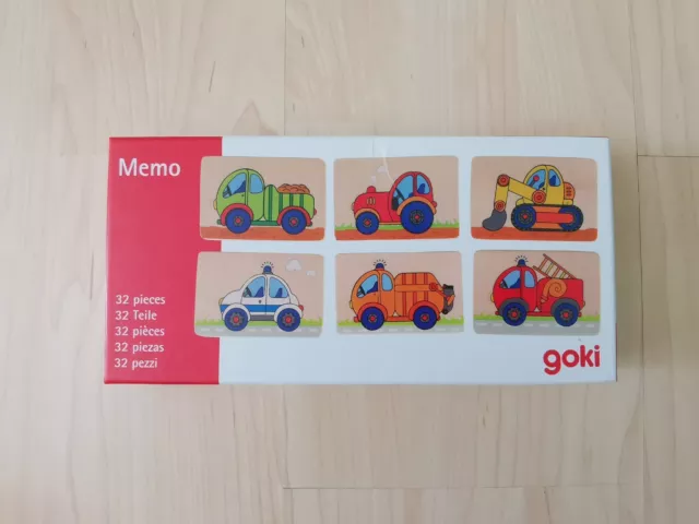 Kinder Goki Holz Memo, Memorie, Fahrzeuge, Auto, Traktor, Bagger