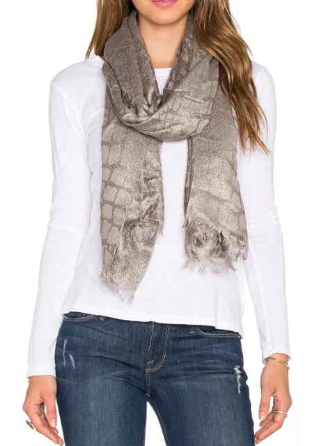 New Womens Diane von Furstenberg Sparrows Feather Croc Jacquard Scarf